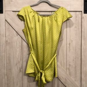 yellow/lime green silky Worthington blouse